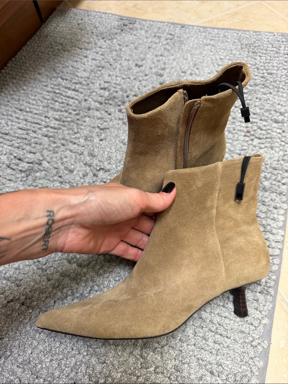 Stradivarius Tan Suede Pointed-Toe Ankle Booties NWT
